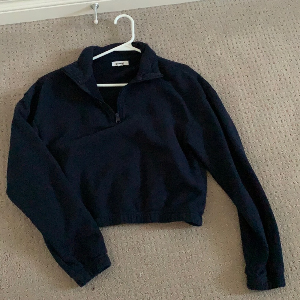 Navy Garage cropped 1/4 zip